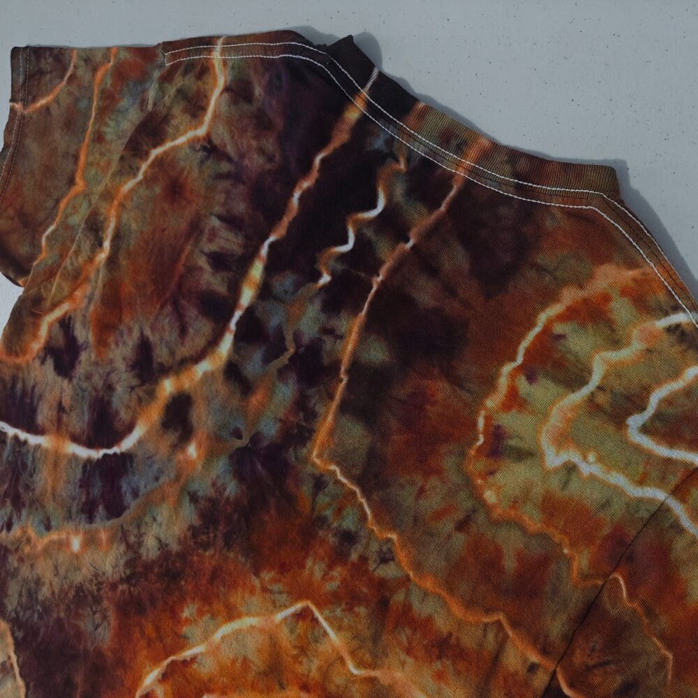 Geode Ice Tie Dye T-Shirt Gildan Adult S Small Orange Brown Earthy Handmade New - Picture 8 of 10